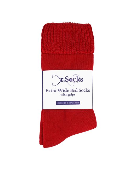 Dr.Socks Red Extra Wide Winter Bed Socks With Grips for men