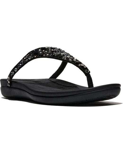 Fitflop Black Solay Mixed-Crystal Textile Sandals