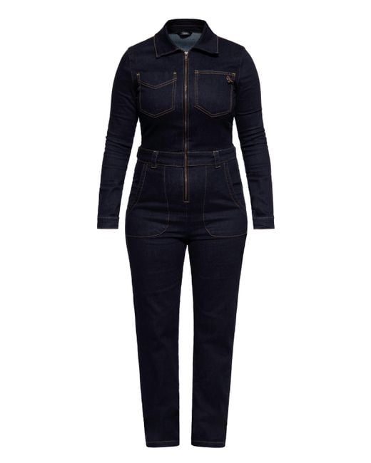 Queen Kerosin Blue Damen Workwear Overall Denim