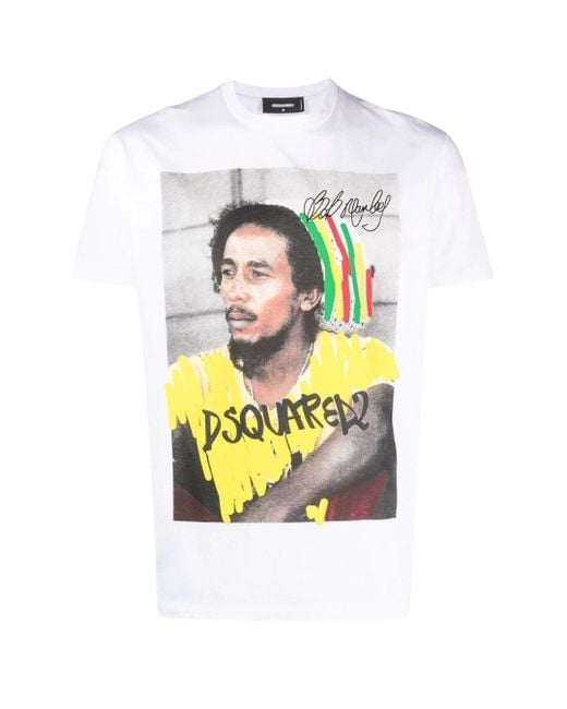 DSquared² Gray Cool Fit Bob Marley Logo T-Shirt Cotton for men