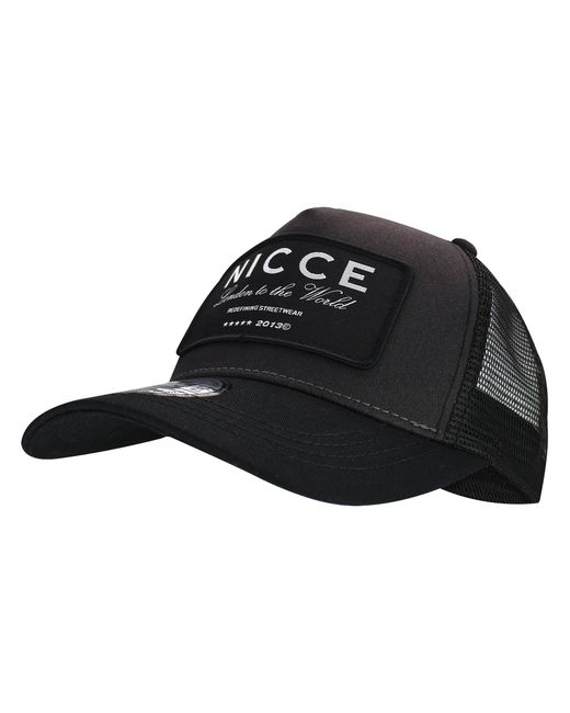 Nicce London Black Embroidered Griffton Trucker Cap for men