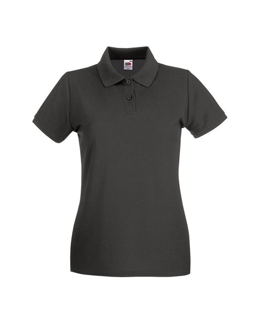 Fruit Of The Loom Black Ladies Lady-Fit Premium Short Sleeve Polo Shirt (Light Graphite)