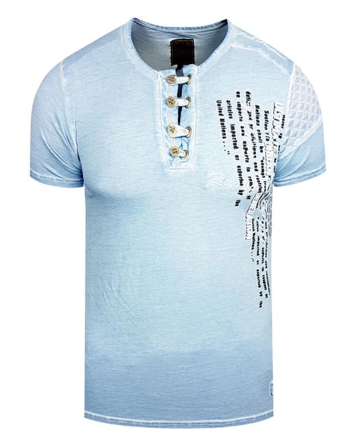 Rusty Neal Olie-gewassen T-shirt Met Knoopsluiting in het Blue voor heren