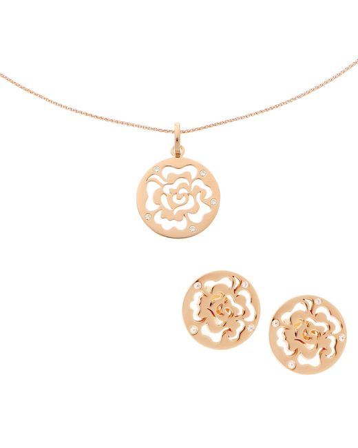 Orphelia Metallic 'Fiore' 925 Sterling Set: Chain-Pendant + Earrings