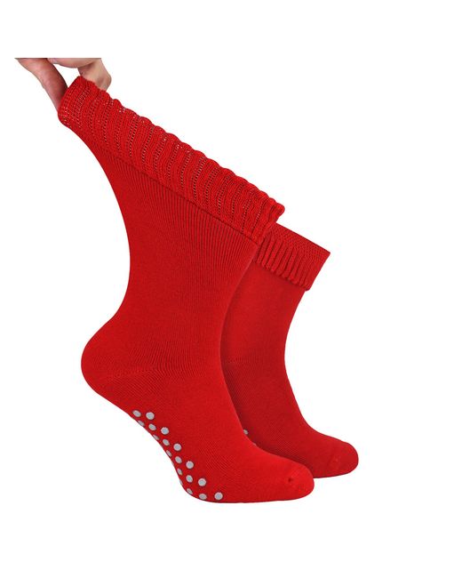 Dr.Socks Red Extra Wide Winter Bed Socks With Grips for men
