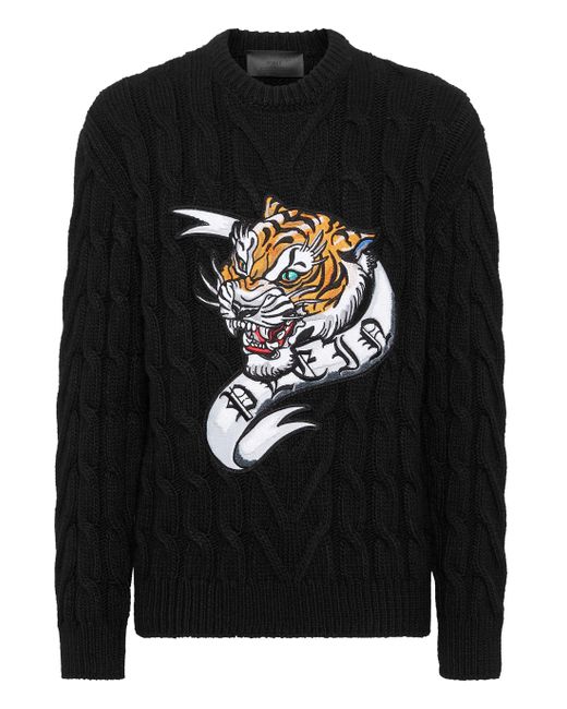 Philipp Plein Rundhalspullover Tattoo in Black für Herren