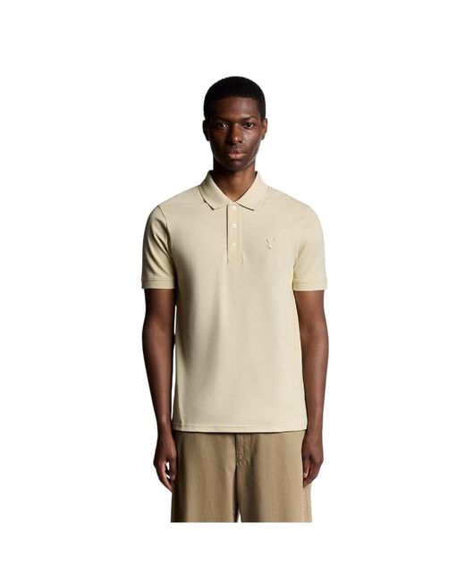 Lyle & Scott Superfijn Poloshirt in het Natural voor heren