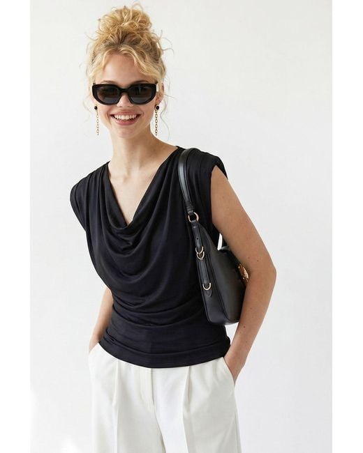 MixRay Mouwloze Collo Blouse in het Black