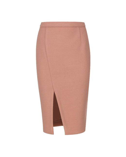 Conquista Brown Colour Faux Mouflon Pencil Skirt