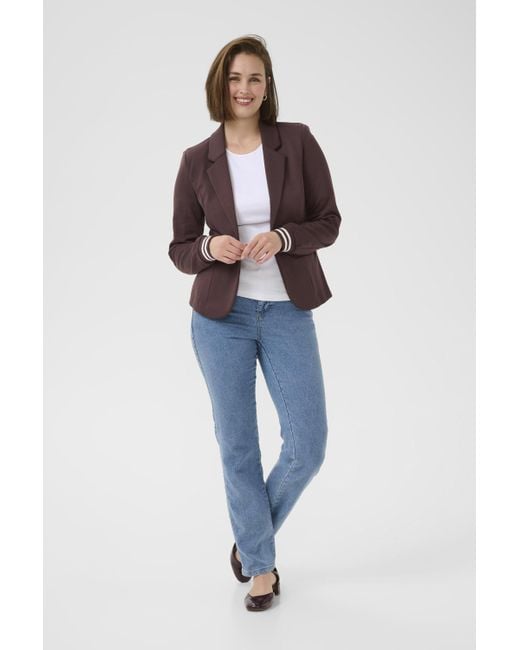 Kaffe Blazer Kinnie Regular Fit Brown White in het Blue