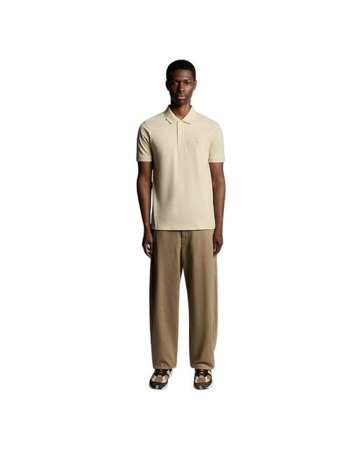 Lyle & Scott Superfijn Poloshirt in het Natural voor heren