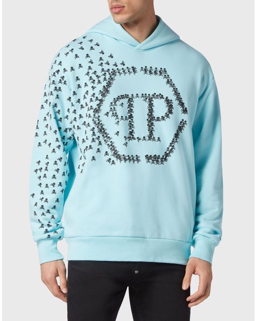 Philipp Plein Sweatshirt Met Capuchon Skull&bones in het Blue voor heren