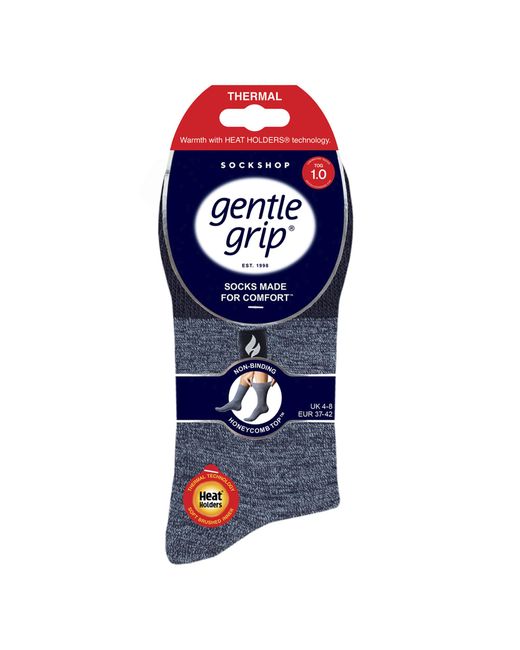 Gentle Grip Blue Ladies Non-Binding Thermal Honeycomb Top Socks