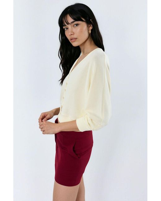 Busem Yellow V-Neck Ribbed Crop Cardigan