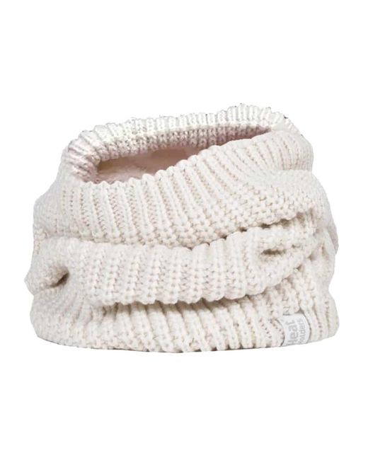 Heat Holders White Ladies Thick Winter Warm Fleece Lined Chunky Knit Thermal Neck Warmer