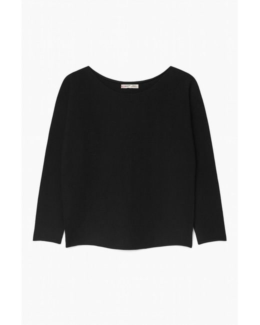 MixRay Black Bootsausschnitt Ribstrickpullover