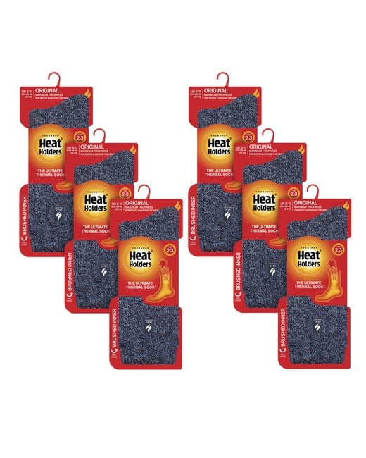 Heat Holders Blue 6 Pairs Original Thick Winter Thermal Socks For Cold Weather for men