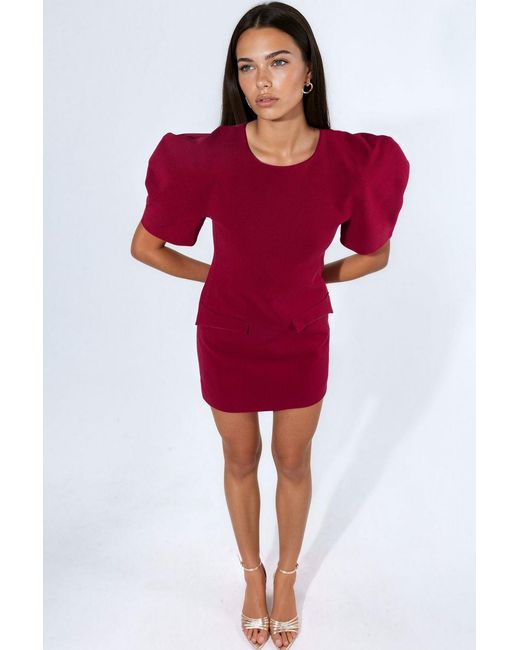 Busem Red Mini Crepe Dress With Pocket And Zipper