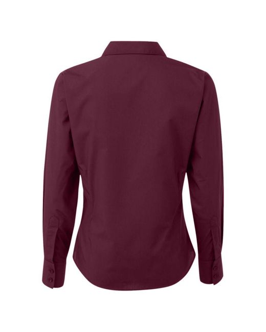 PREMIER Purple Ladies Poplin Long-Sleeved Blouse (Aubergine)