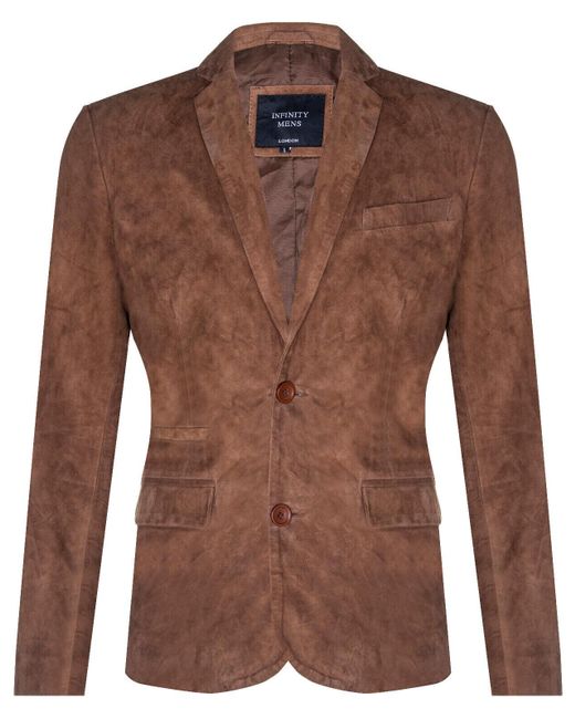 Infinity Leather Brown Blazer Suede Jacket Soft Italian Coat for men
