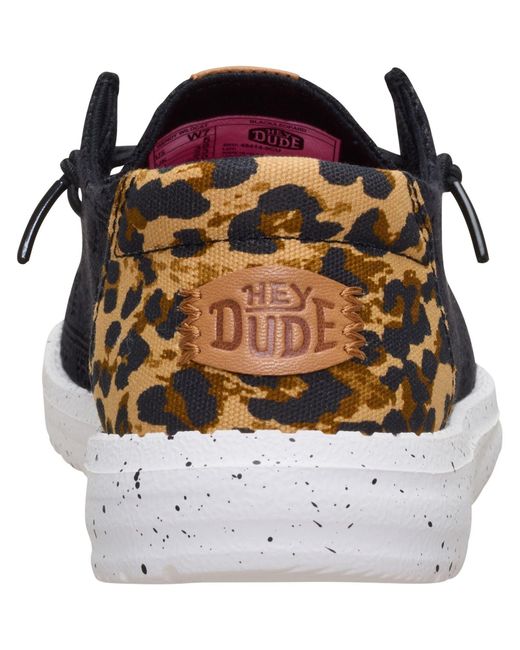 HeyDude Blue Heydude Wendy Wildcat Cotton /Leopard Moccasins Shoes