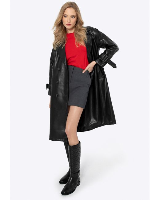 Wittchen Dubbelrijs Zwarte Eco-Leren Jas in het Black