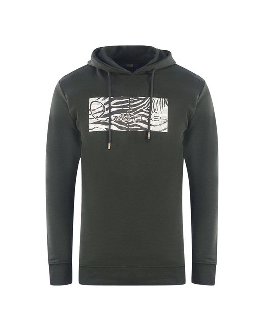 Roberto Cavalli Gray Zebra Print Logo Hoodie Cotton for men