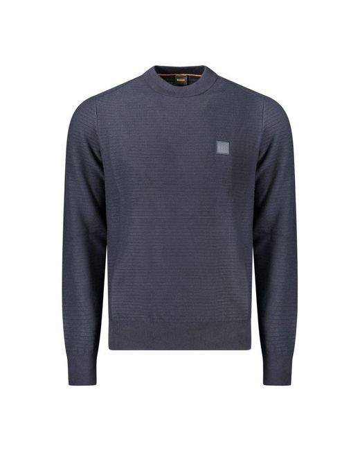 Boss Blue Crew Neck Knit Sweater 50471760 for men