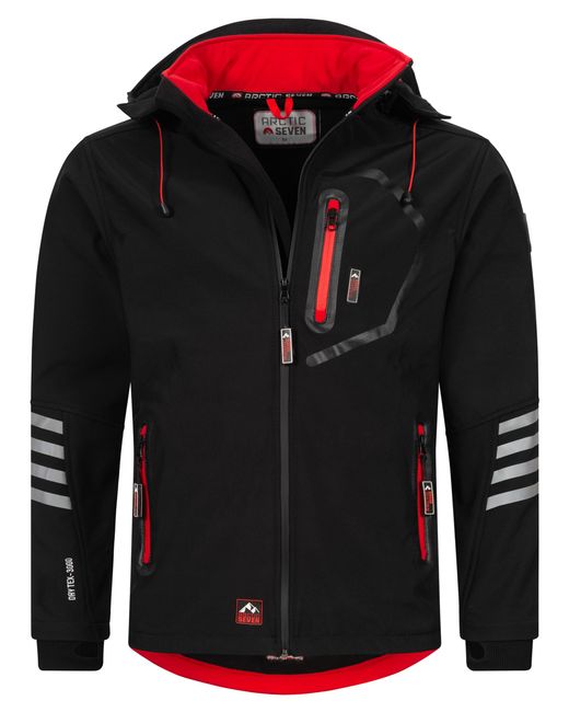 Arctic Seven Herren Softshell Jacke Übergangsjacke – -Rot in Black für Herren