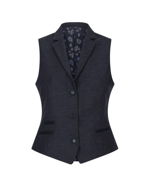TruClothing Blue Herringbone Check Tweed Waistcoat Wool Blend Vest