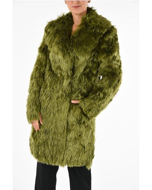 Maison Margiela Mm1 Alpaca Echte Bontjas In Groen in het Green