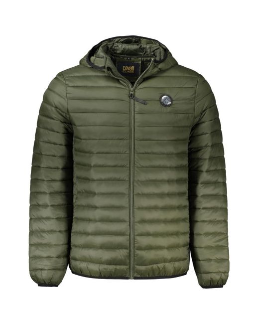 Roberto Cavalli Green Plain Quilted Jacket for men