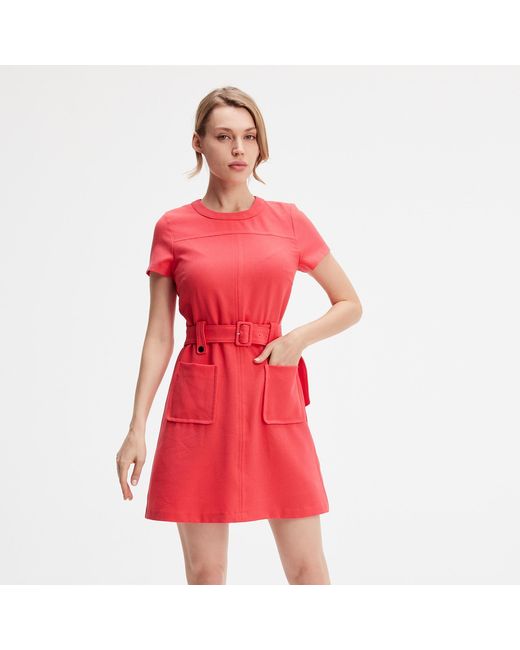 Smart & Joy Patch -Zakken Korte Jurk in het Red