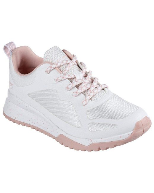 Skechers Synthetic Bobs Squad 3-star Flight Trainers in White / Light Pink (White) | Lyst