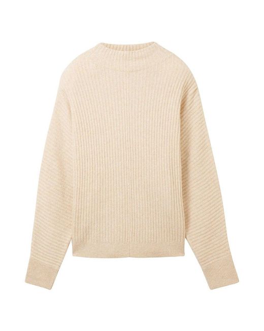 Tom Tailor Tom Taior 1039765 Batwing Mock Neck Sweater in White | Lyst