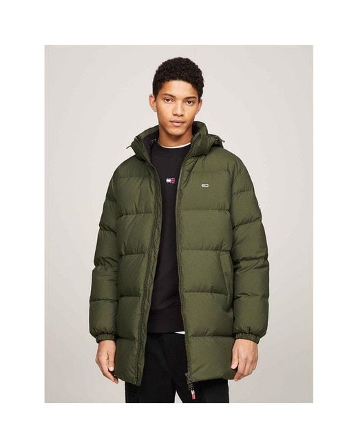 Tommy Hilfiger Parka Essential for Men Fit Lyst Hooded Casual | in Green Down