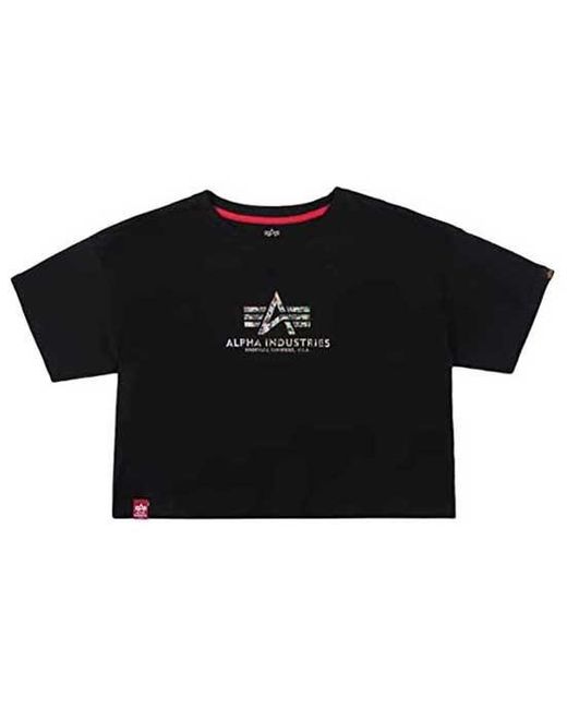 Alpha Industries Cotton Basic Cos Holografic Print Short Sleeve T-shirt in  Black / Silver Crystal (Black) | Lyst