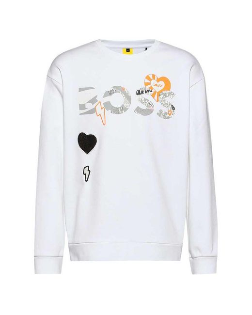 BOSS by HUGO BOSS Salbo Lotus Sweatshirt in White for Men | Lyst