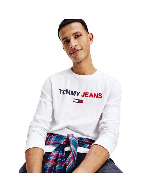Tommy Hilfiger Mens Tommy Logo Long Sleeve Tee Sport Shirt