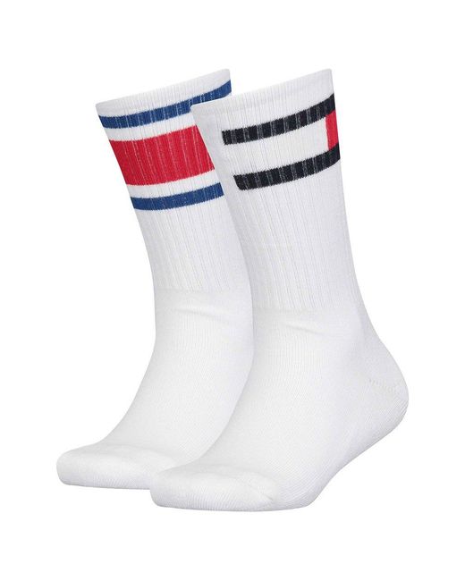 Tommy Hilfiger Cotton Flag Socks 2 Pairs in White | Lyst