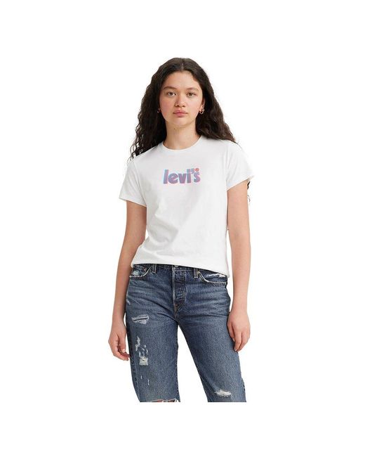 Levi's Evi ́ ® The Perfect 17369 Hort Eeve T-hirt in Blue | Lyst