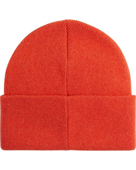 Calvin Klein Logo Beanie in Coral Orange (Red) for Men | Lyst