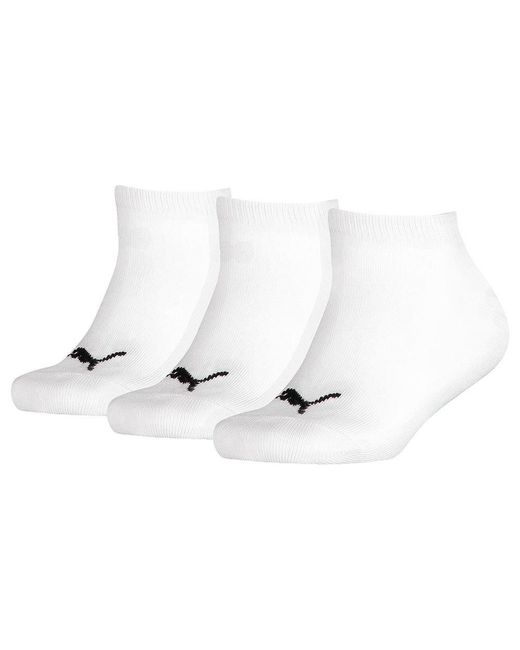 PUMA Cotton Invisible Socks 3 Pairs in White | Lyst