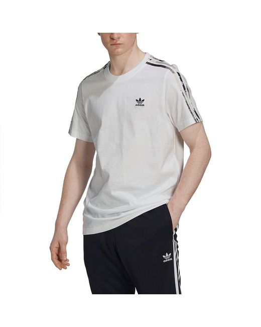 adidas Originals Cotton 3 Stripes Camo Short Sleeve T-shirt in White for Men  | Lyst