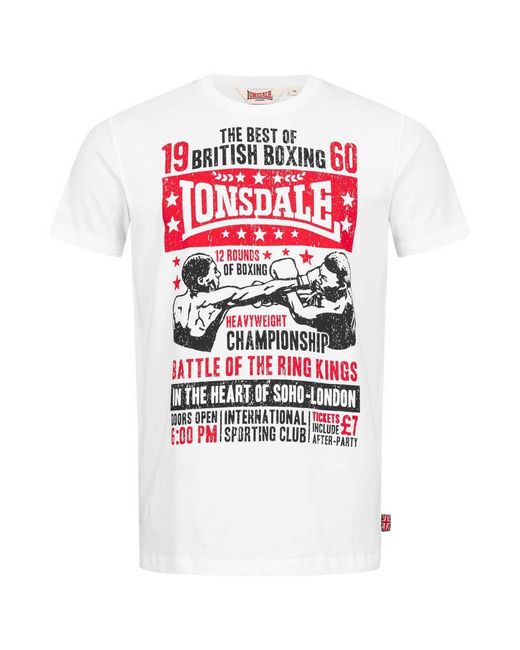 Lonsdale London Cotton Auckengill Short Sleeve T-shirt in White / Navy /  Red (White) for Men | Lyst