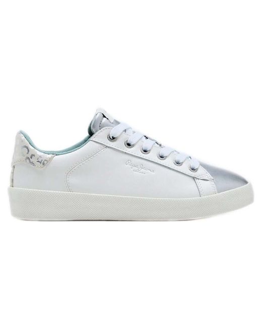 Pepe Jeans Denim Kioto Fire Trainers in Silver (Metallic) | Lyst
