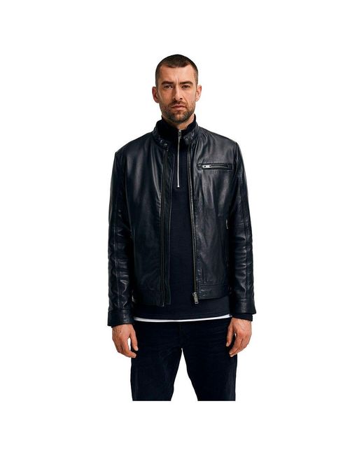 SELECTED Iconic Classic Leather Jacket in Black for Men - Lyst