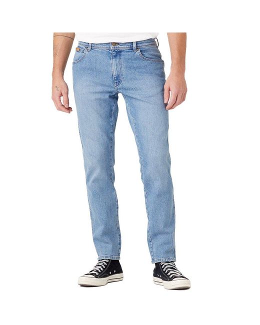 Wrangler Denim Texas Slim Jeans in Green Steel (Blue) for Men | Lyst