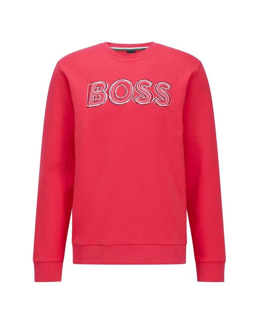 BOSS by HUGO BOSS Cotton Salbo 1 Sweatshirt in Bright Pink (Pink) for Men |  Lyst