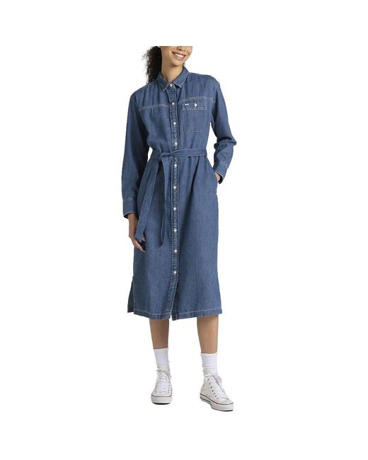 Lee Jeans Eential Long Ve Long Dre in Blue Lyst